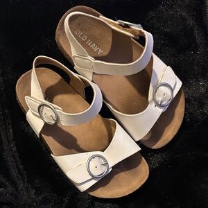 Old Navy Kids White Sandals with Silver Buckles